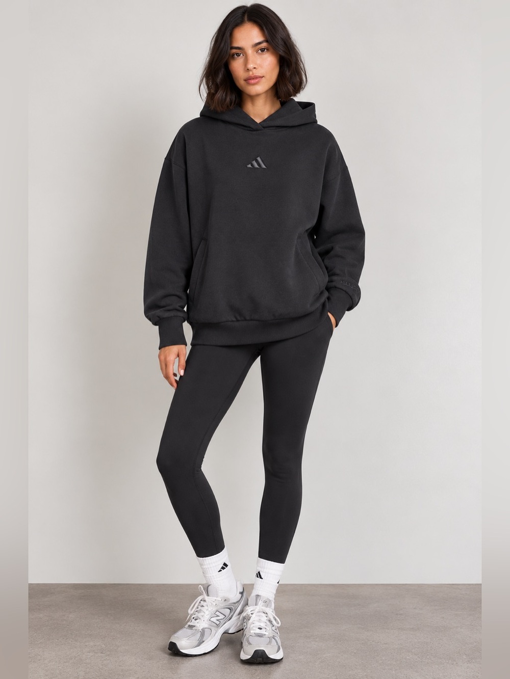 adidas All SZN Fleece Loose Hoodie Black Size L Oversized Athleisure